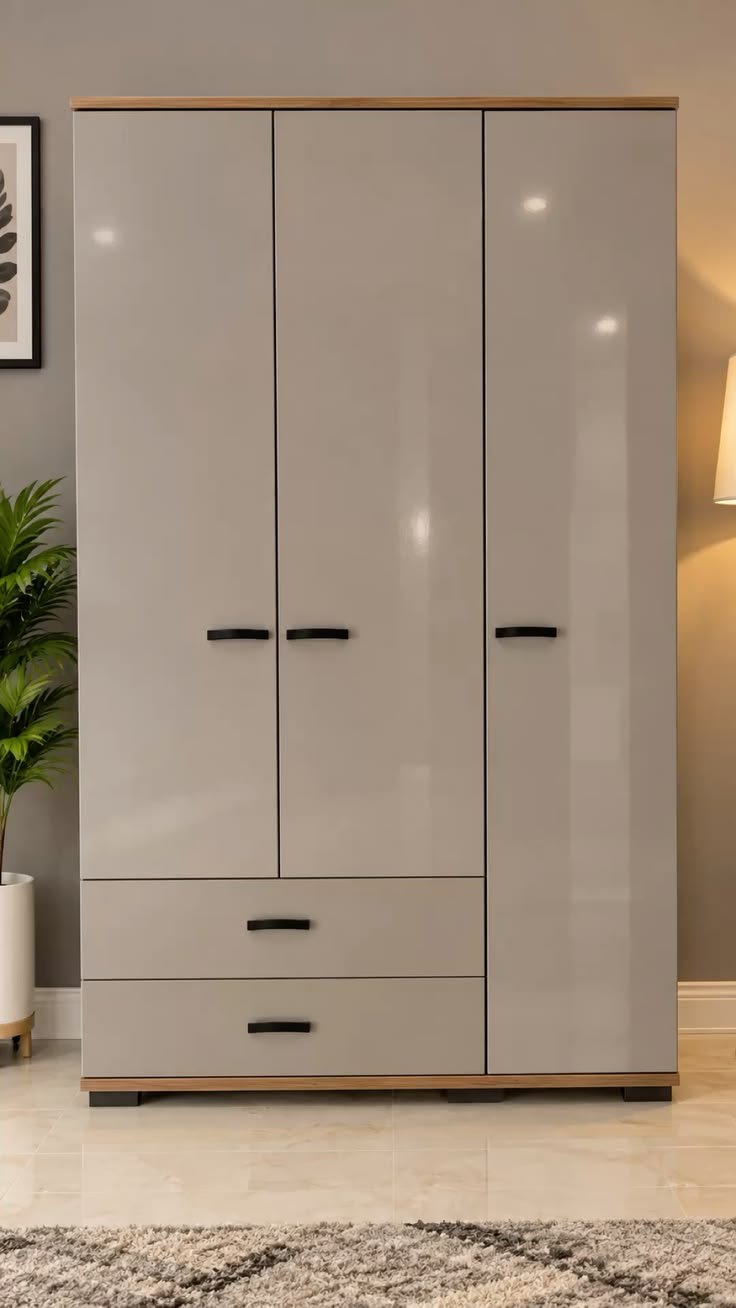 Premium modern 3 doors with drawer wardrope